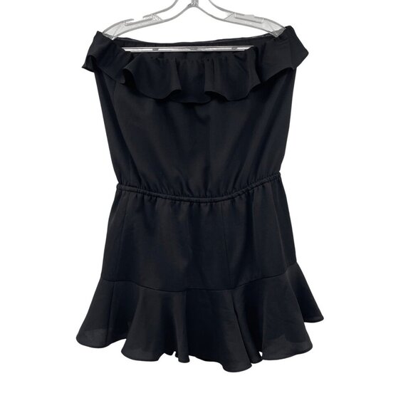 Glam Womens Strapless Romper Cinched Waist Ruffle Black Size Medium - Picture 7 of 9